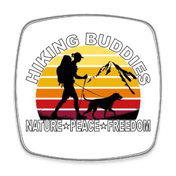 Hiking Buddies - Nature Peace Freedom - Square fridge magnet - white - Front