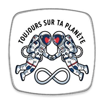 Cosmic Lovers: Astronaut Hearts - Magnet carré - blanc - Devant