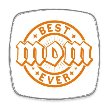 Best Ever Orange Retro Badge - Square fridge magnet - white - Front