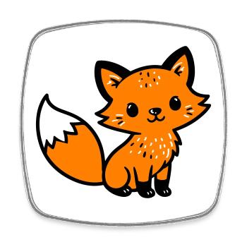 Fuchs Niedlich Comic - Viereckiger Kühlschrankmagnet - Weiß - Vorne