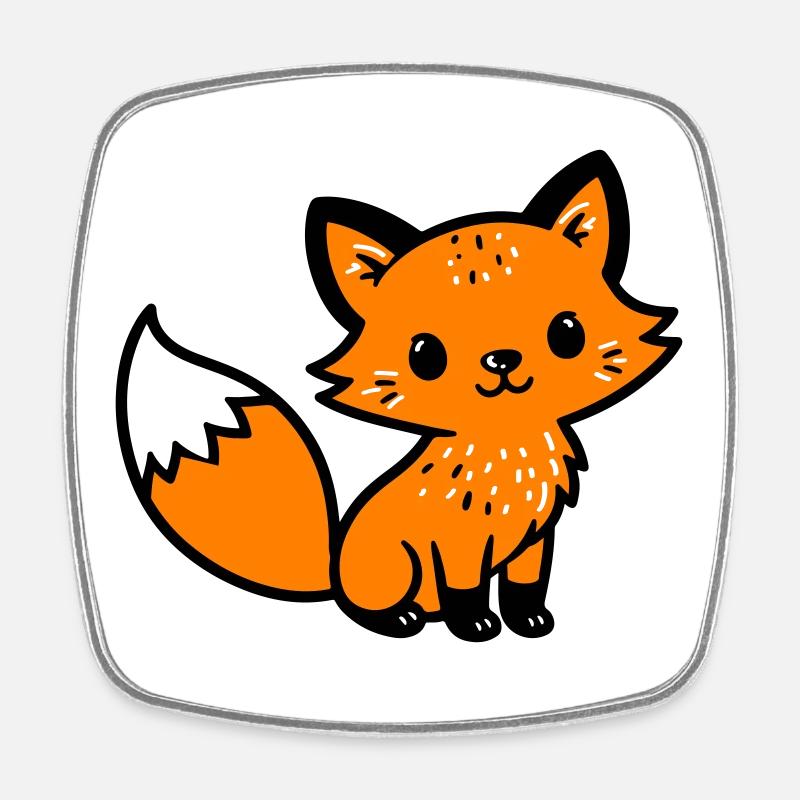 Fuchs Niedlich Comic - Viereckiger Kühlschrankmagnet - Weiß