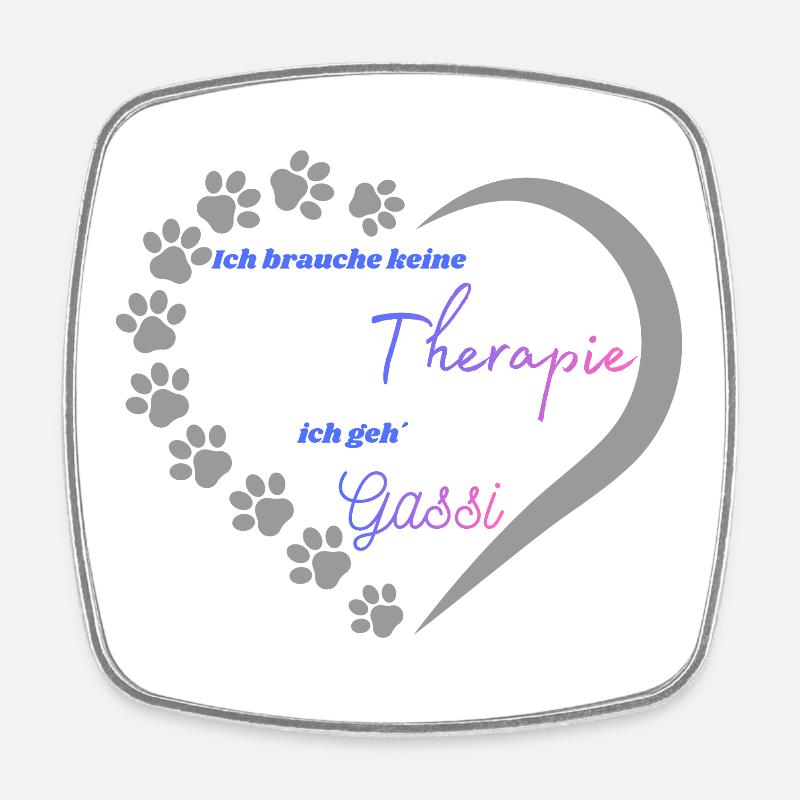 Gassi statt Therapie Herzdesign - Viereckiger Kühlschrankmagnet - Weiß