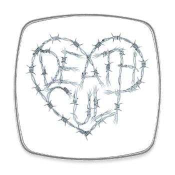  Death Cut Herz aus Stacheldraht Dark Gothic Liebe - Viereckiger Kühlschrankmagnet - Weiß - Vorne