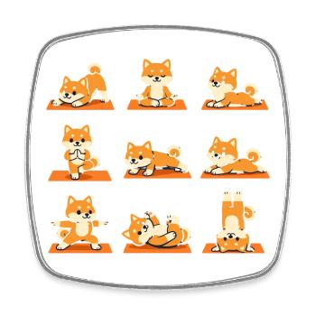 Shiba Inu Yoga Posen Für Hundefans - Viereckiger Kühlschrankmagnet - Weiß - Vorne
