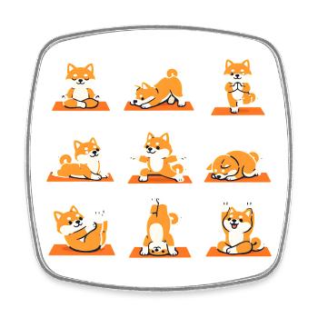 Shiba Inu Yoga Poses Funny Dog Sports - Square fridge magnet - white - Front