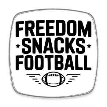 Freiheit, Snacks, Fußball - Viereckiger Kühlschrankmagnet - Weiß - Vorne