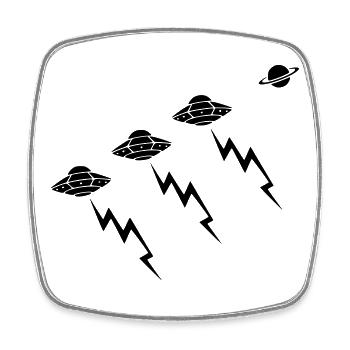 UFO Flotte Invasion Blitz Angriff - Viereckiger Kühlschrankmagnet - Weiß - Vorne