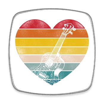 Hawaiian Ukulele Uke Heart Retro - Viereckiger Kühlschrankmagnet - Weiß - Vorne