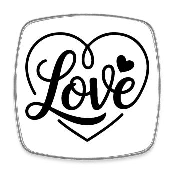 Love in a calligraphic heart is something special - Square fridge magnet - white - Front