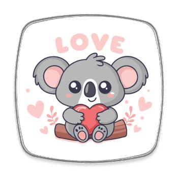 Koala Coeur Doux Love - Magnet carré - blanc - Devant
