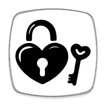 Heart Key - Square fridge magnet - white - Front