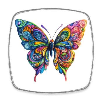 Bunter Farbenschmetterling - Viereckiger Kühlschrankmagnet - Weiß - Vorne