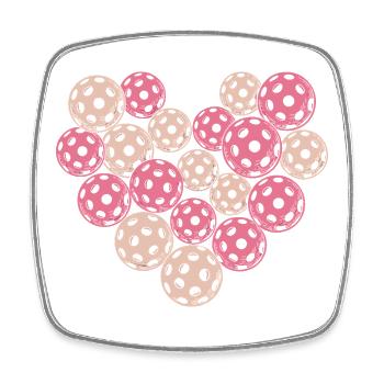 Cadeau sportif en cœur de la Saint-Valentin pour le pickleball - Magnet carré - blanc - Devant