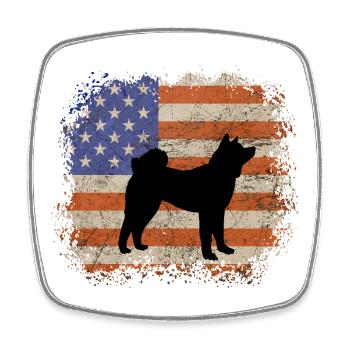 American Akita Silhouette - Bold Dog Breed Graphic - Square fridge magnet - white - Front