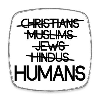 Les humains avant la religion - Message - Magnet carré - blanc - Devant