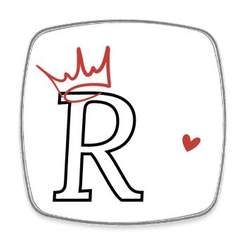 Letter r crown heart - Square fridge magnet - white - Front
