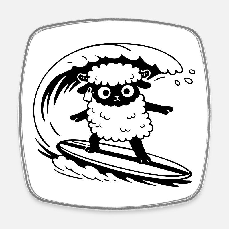 Surfschafe - Viereckiger Kühlschrankmagnet - Weiß