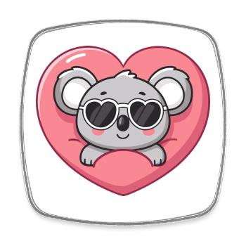 Koala Heart and Cool Glasses - Square fridge magnet - white - Front