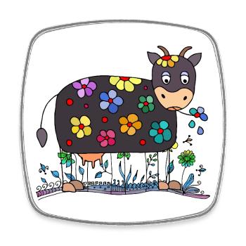 Cow - Square fridge magnet - white - Front