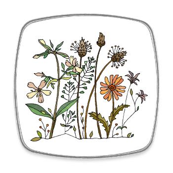 Blumen - Viereckiger Kühlschrankmagnet - Weiß - Vorne