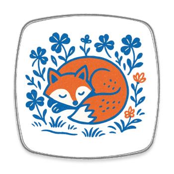 Schlafender Fuchs im Blumen-Nachtgarten - Viereckiger Kühlschrankmagnet - Weiß - Vorne
