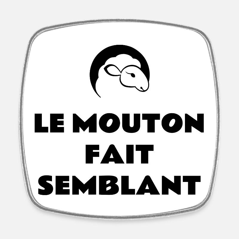 The sheep pretends - Square fridge magnet - white