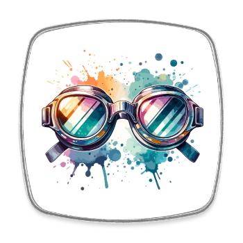 Colorful round swimming goggles Splash Design - Viereckiger Kühlschrankmagnet - Weiß - Vorne