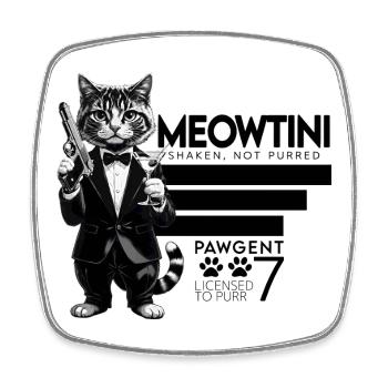 Meowtini - Pawgent - Katzen Motiv - Viereckiger Kühlschrankmagnet - Weiß - Vorne