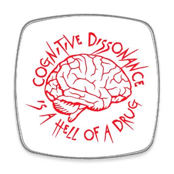 Cognitive Dissonance Is A Hell Of A Drug Spruch - Viereckiger Kühlschrankmagnet - Weiß - Vorne