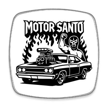 Motor Santo Fire Hotrod - Square fridge magnet - white - Front