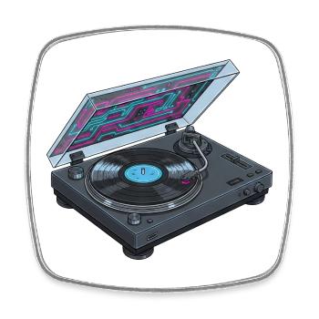 Platines modernes Disques vinyles Vinyl Music Z - Magnet carré - blanc - Devant