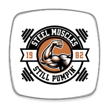 Muscle pumpin - Square fridge magnet - white - Front