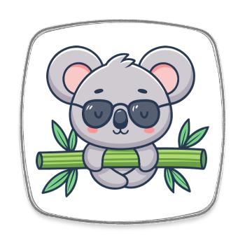 Koala auf Solar-Bambus - Viereckiger Kühlschrankmagnet - Weiß - Vorne