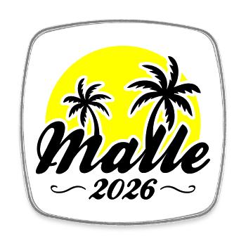 Malle 2026 Sun - Magnet carré - blanc - Devant