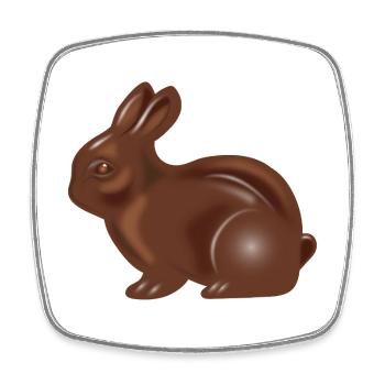 Motif classique du lapin de Pâques en chocolat - Magnet carré - blanc - Devant