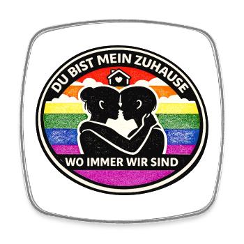 Du bist mein Zuhause Regenbogen Liebe - Viereckiger Kühlschrankmagnet - Weiß - Vorne