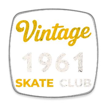 Vintage 1961 Skate Club Retro Birth Year Gift - Square fridge magnet - white - Front