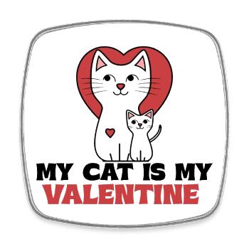 Katzenherz Valentinsduo - Viereckiger Kühlschrankmagnet - Weiß - Vorne