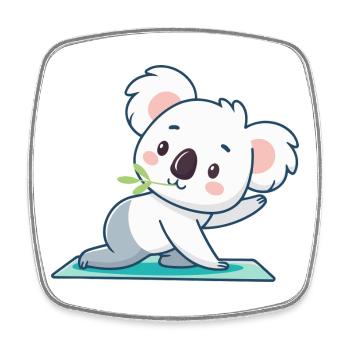 Kawaii-Koala auf grünem Teppich - Viereckiger Kühlschrankmagnet - Weiß - Vorne