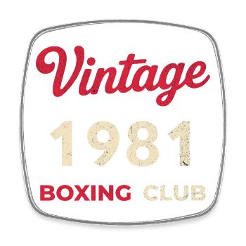 Vintage 1981 – Boxing Club Retro Geburtsjahr - Viereckiger Kühlschrankmagnet - Weiß - Vorne