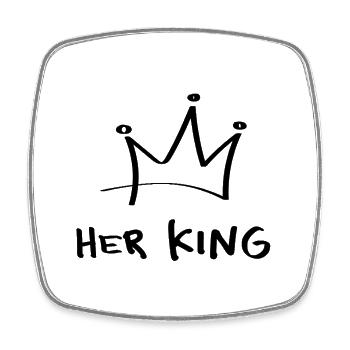 His Queen – Her King Minimalist Partner Motif - Square fridge magnet - white - Front