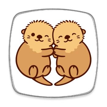 otter hug - Square fridge magnet - white - Front