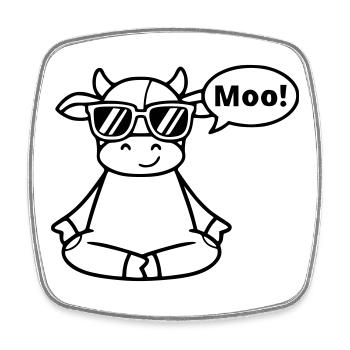 Yoga Kuh Meditation Moo Comic Vektor - Viereckiger Kühlschrankmagnet - Weiß - Vorne