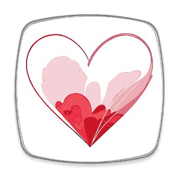 Aquarell Herz - Stilvolles Valentinstagsgeschenk - Viereckiger Kühlschrankmagnet - Weiß - Vorne