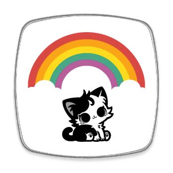 Goth Cat under the Rainbow Motif - Square fridge magnet - white - Front