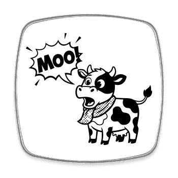 Witzige Kuh Moo Comic Sprechblase - Viereckiger Kühlschrankmagnet - Weiß - Vorne