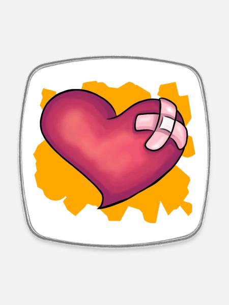 Patched Heart - Square fridge magnet - white