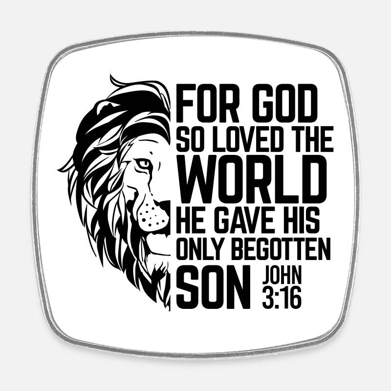 For God So Loved The World – John 3:16 - Square fridge magnet - white