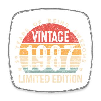 1987 Vintage Limited Edition 39. Geburtstagsgeschenke - Viereckiger Kühlschrankmagnet - Weiß - Vorne