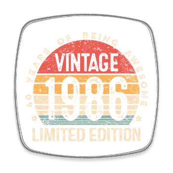 Vintage 1986 Limited Edition 40 Jahre alter 40-jähriger Geburtstag - Viereckiger Kühlschrankmagnet - Weiß - Vorne